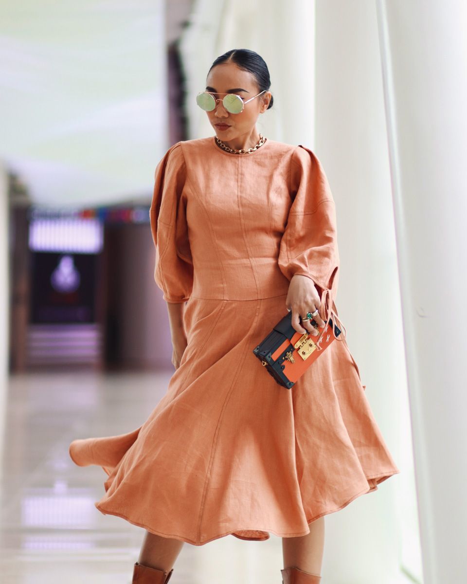 Đầm Linen Cam Đất Chocolate Fall In Love