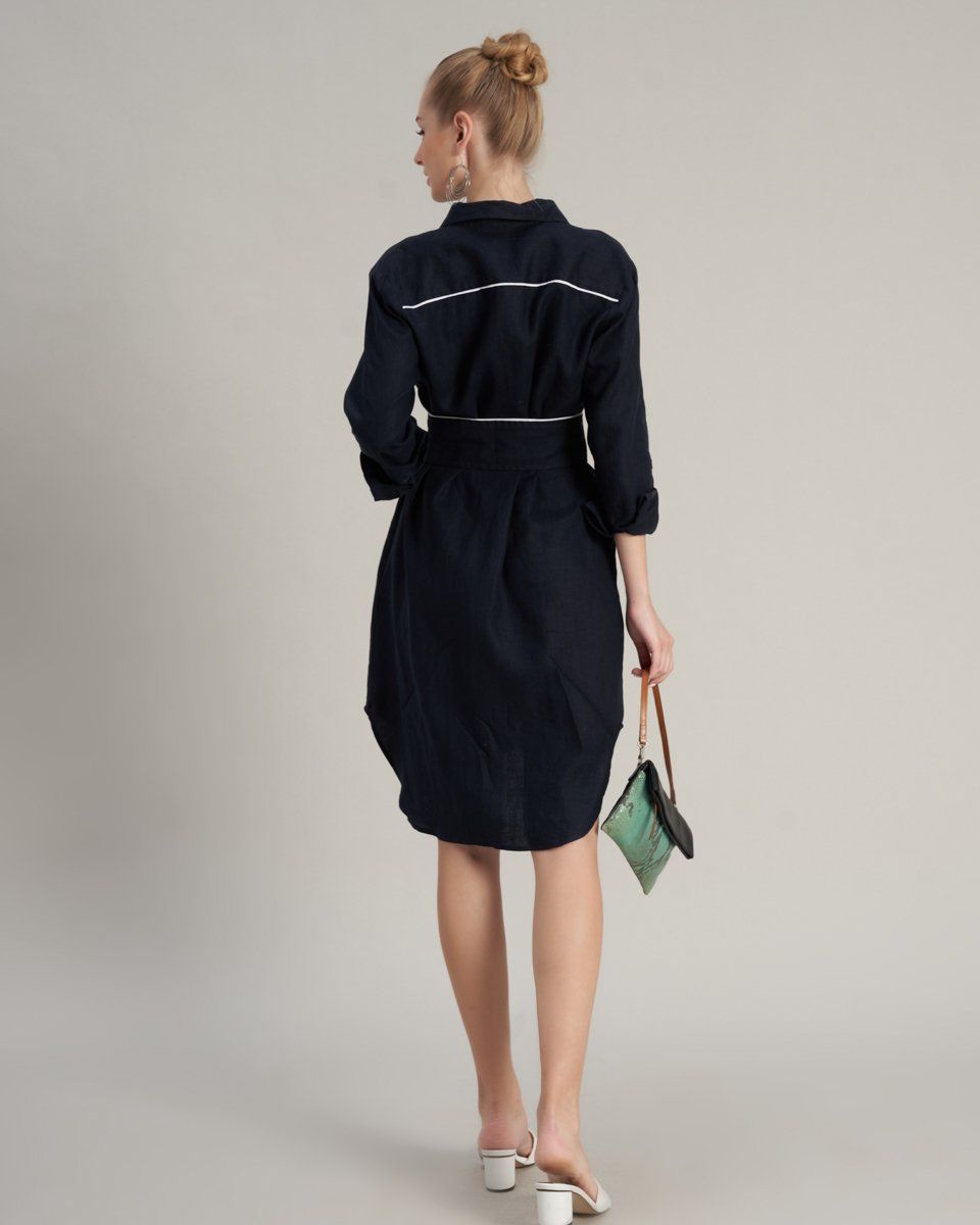 Đầm Nữ Linen Xanh Đen Hello New Day