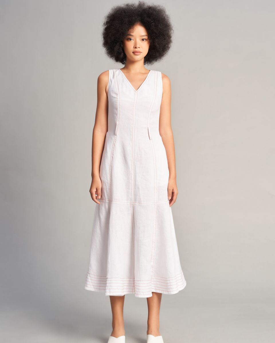 Đầm Nữ Linen Trắng Sắc Màu Tự Do