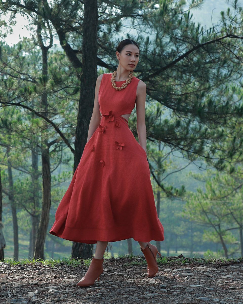 Đầm Linen Cam Kết Hoa Into The Wood