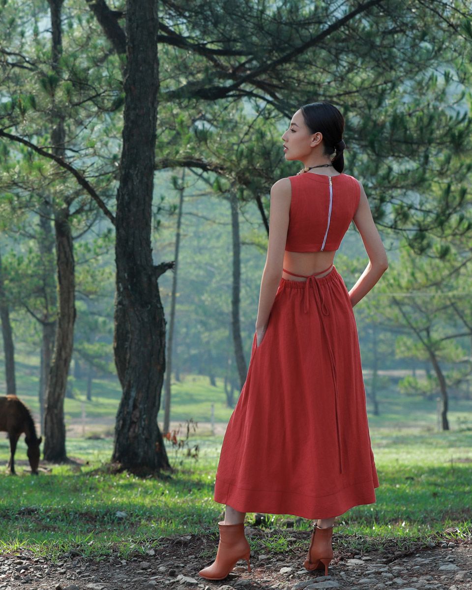 Đầm Linen Cam Kết Hoa Into The Wood