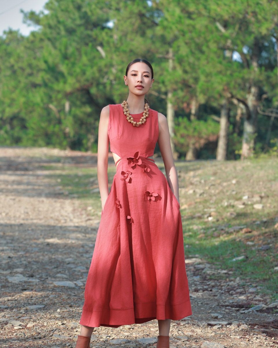 Đầm Linen Cam Kết Hoa Into The Wood