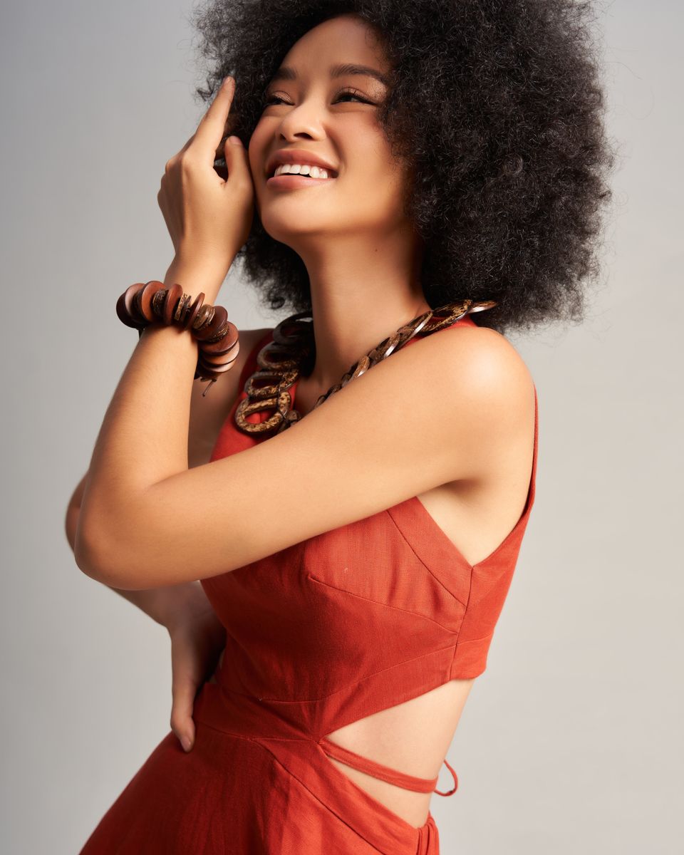 Đầm Nữ Linen Cam  Nâu Sắc Màu Tự Do