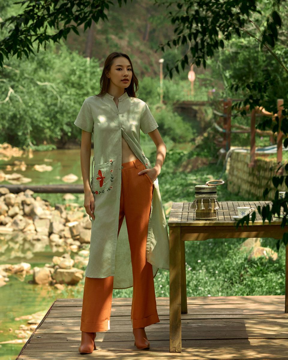 Quần Dài Linen Nữ Cam Nâu Into The Wood