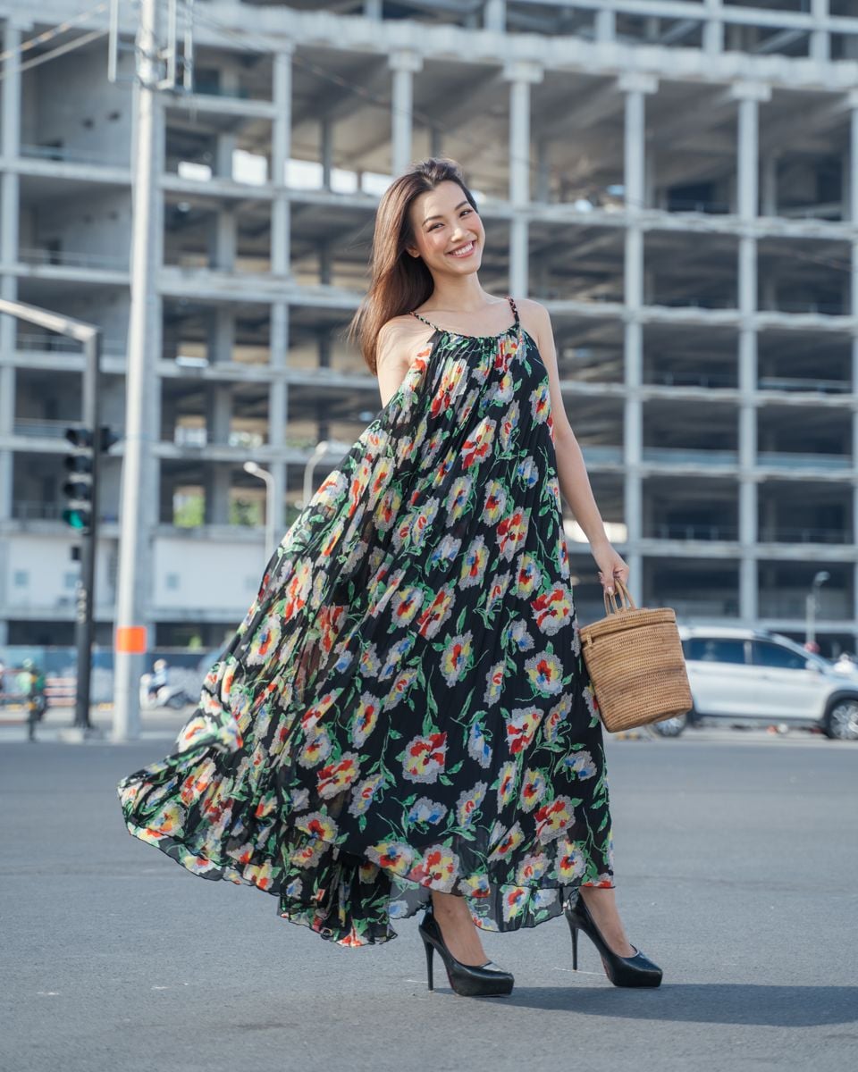 Đầm Voan Nữ Đen Hoa City Girl