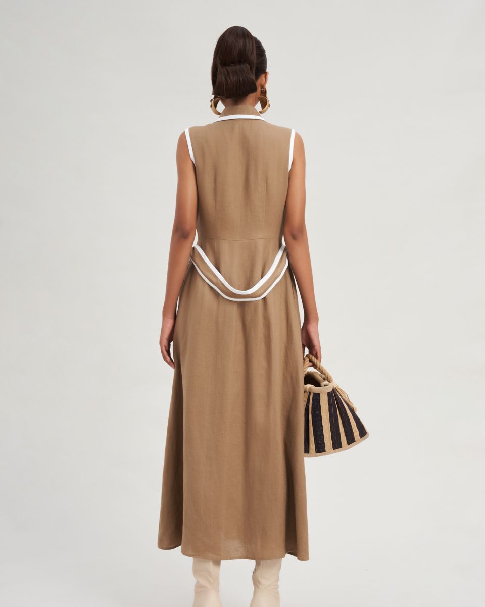 Đầm Linen Nữ Nâu Nhạt Modern Women