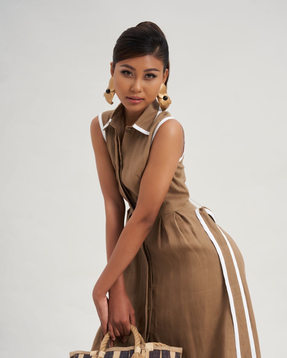 Đầm Linen Nữ Nâu Nhạt Modern Women