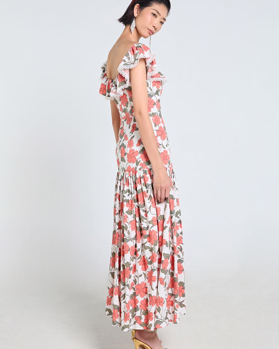 Đầm Linen Cam Hoa Tender Drit