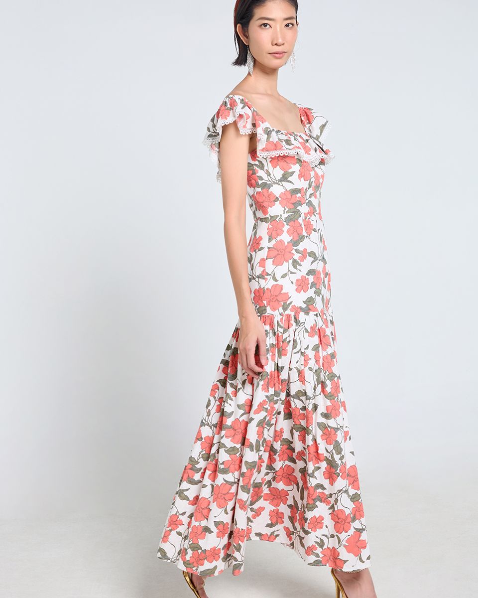Đầm Linen Cam Hoa Tender Drit