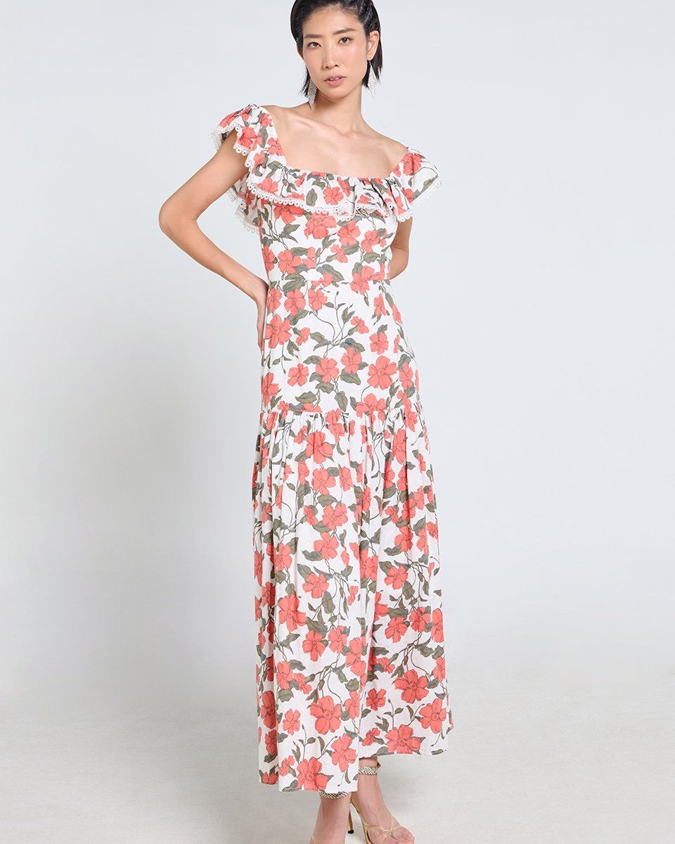 Đầm Linen Cam Hoa Tender Drit
