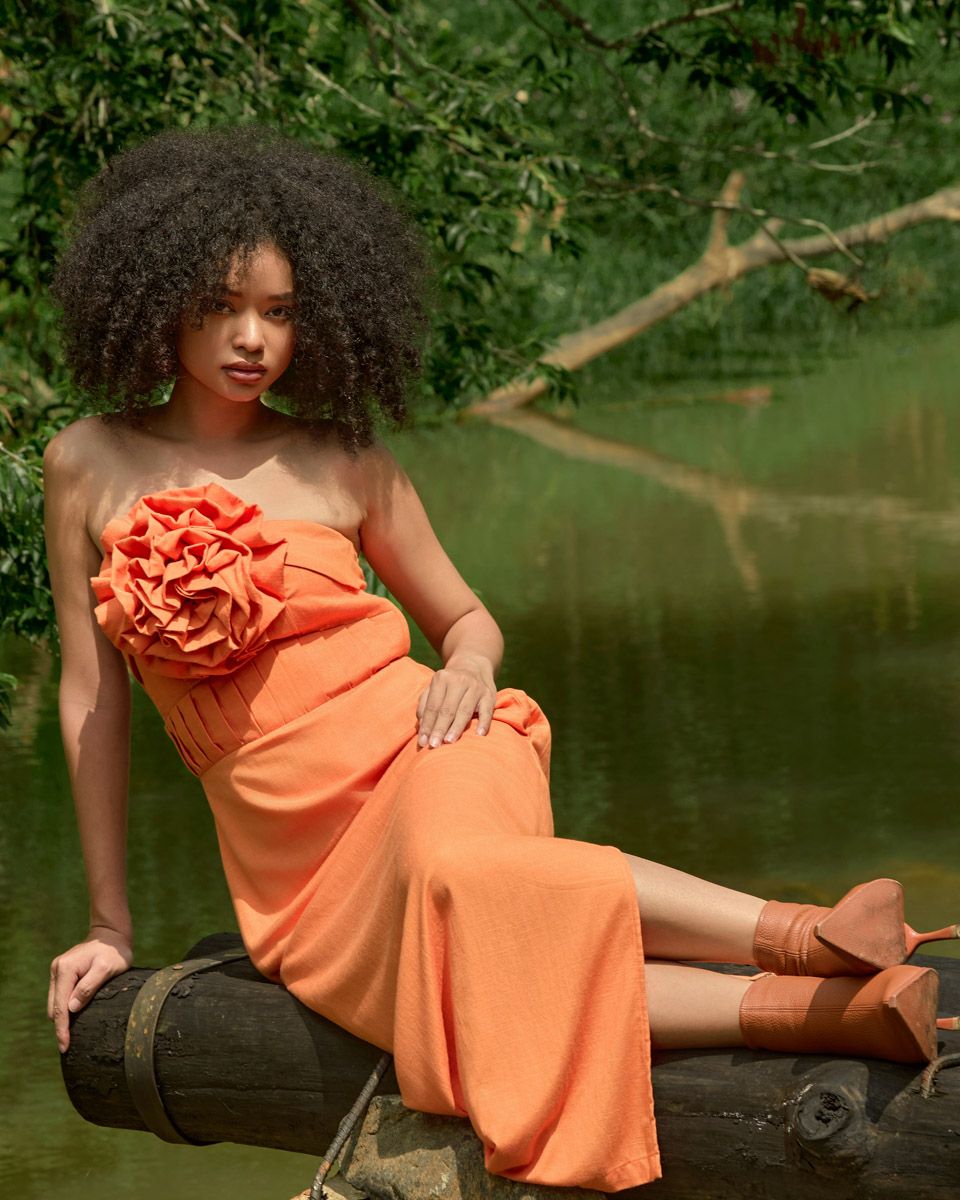 Đầm Linen Cam Into The Wood