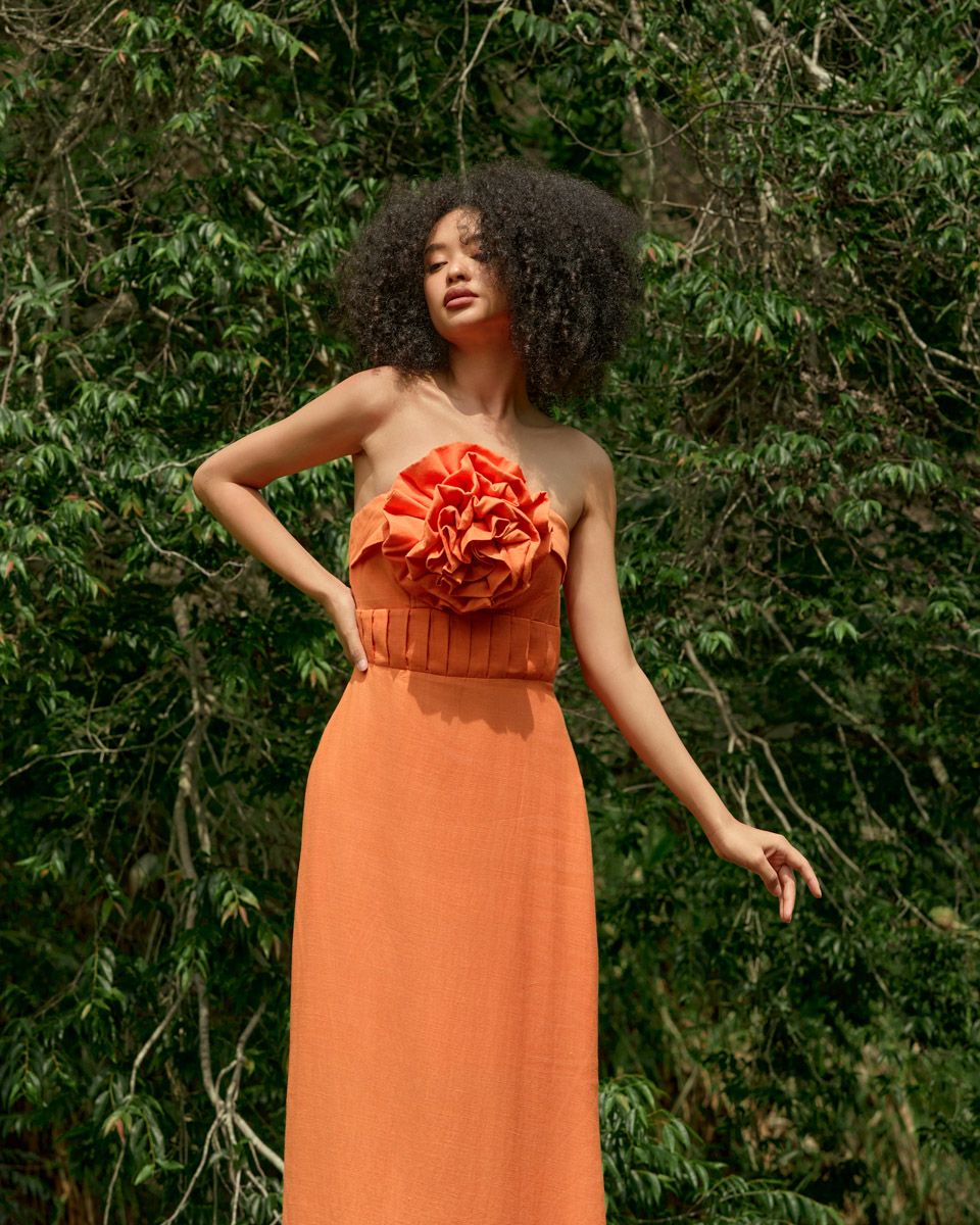 Đầm Linen Cam Into The Wood