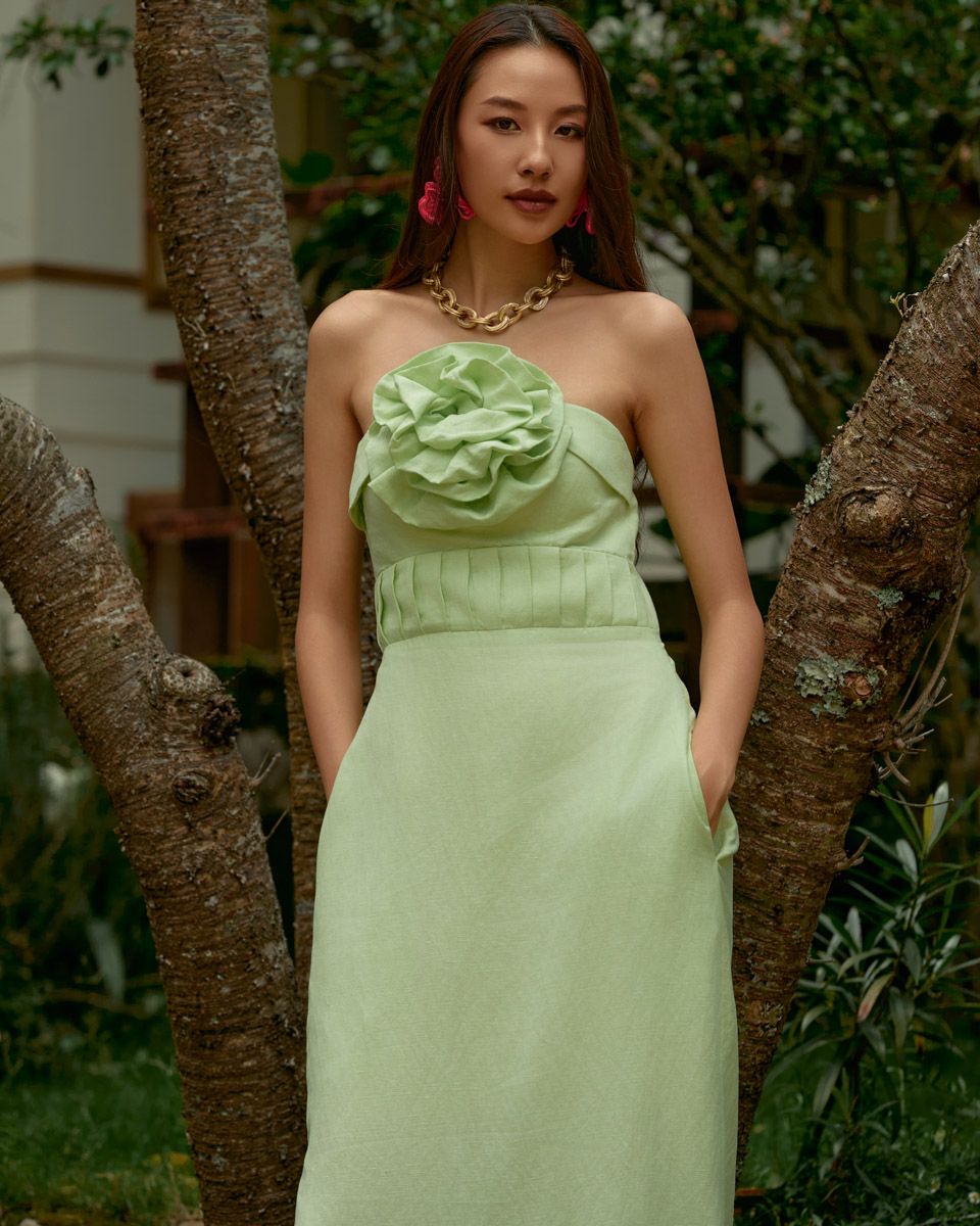 Đầm Linen Xanh Cốm IntoThe Wood