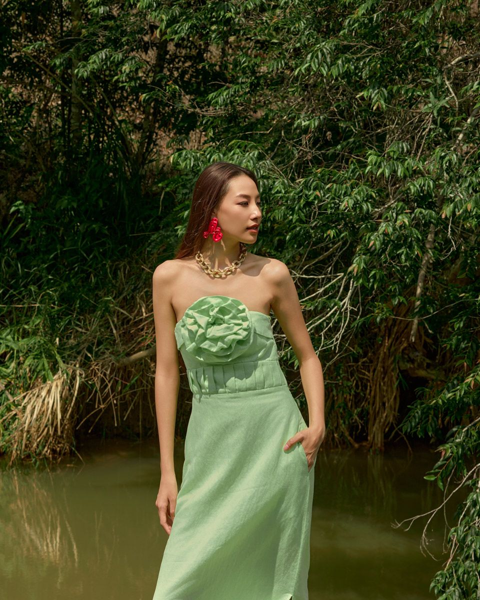 Đầm Linen Xanh Cốm IntoThe Wood