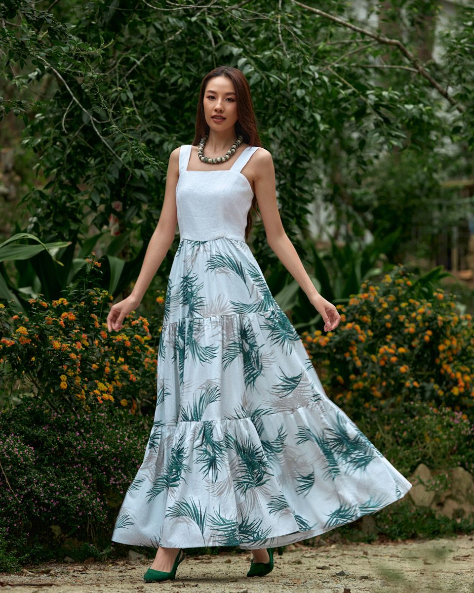 Đầm Linen Trắng Lá Cây Into The Wood