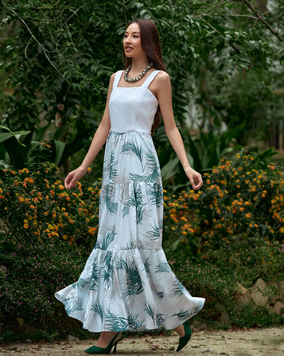 Đầm Linen Trắng Lá Cây Into The Wood
