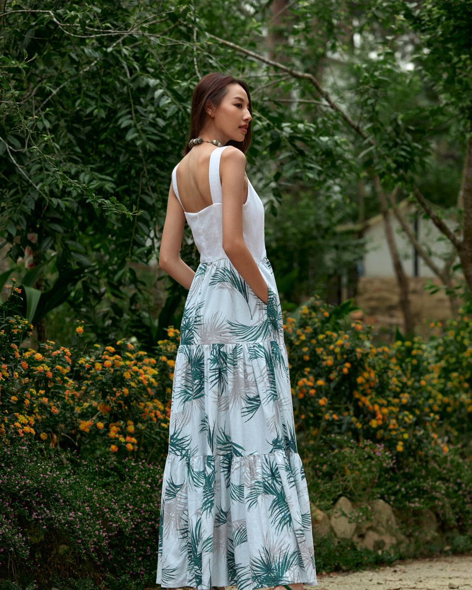 Đầm Linen Trắng Lá Cây Into The Wood