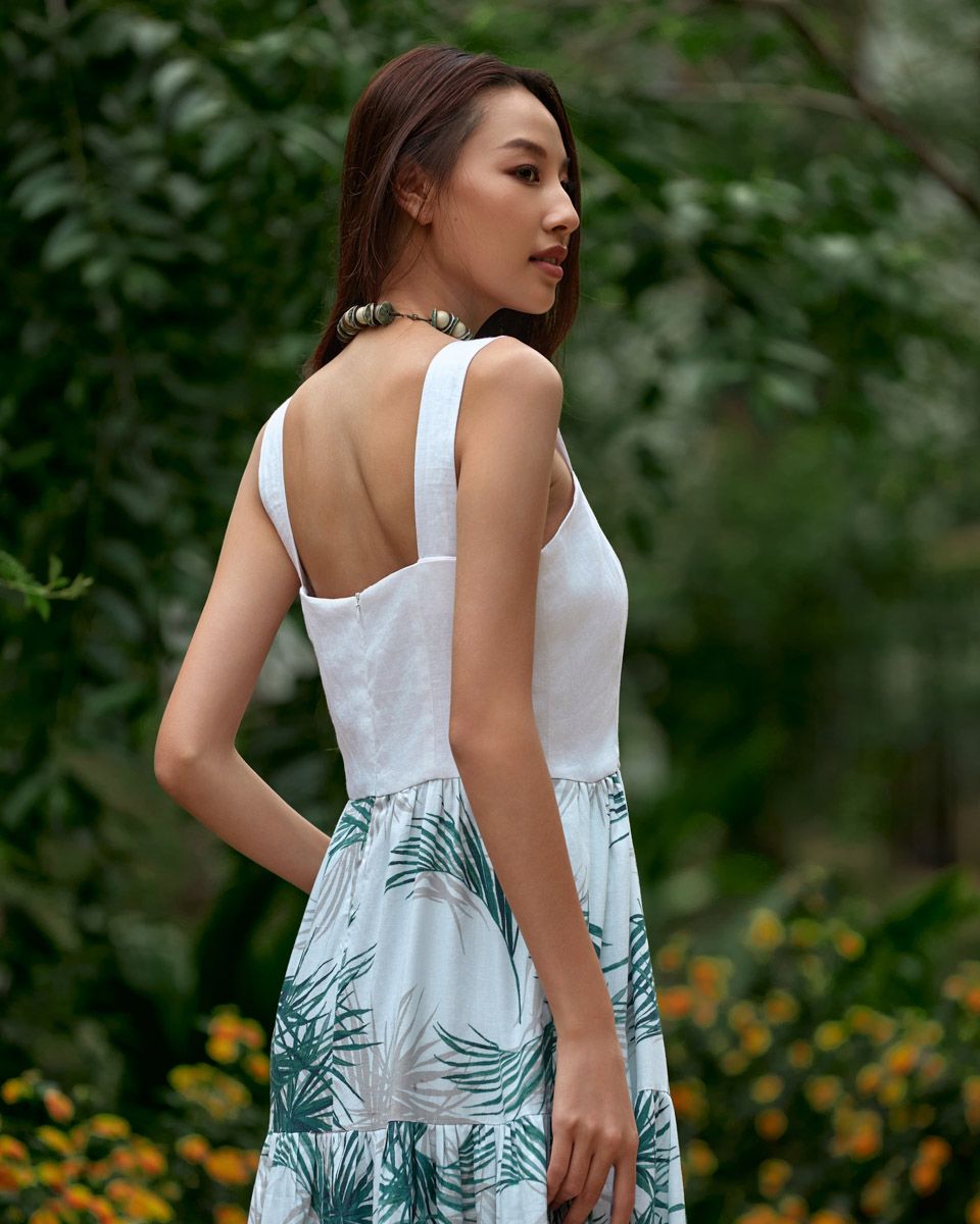 Đầm Linen Trắng Lá Cây Into The Wood