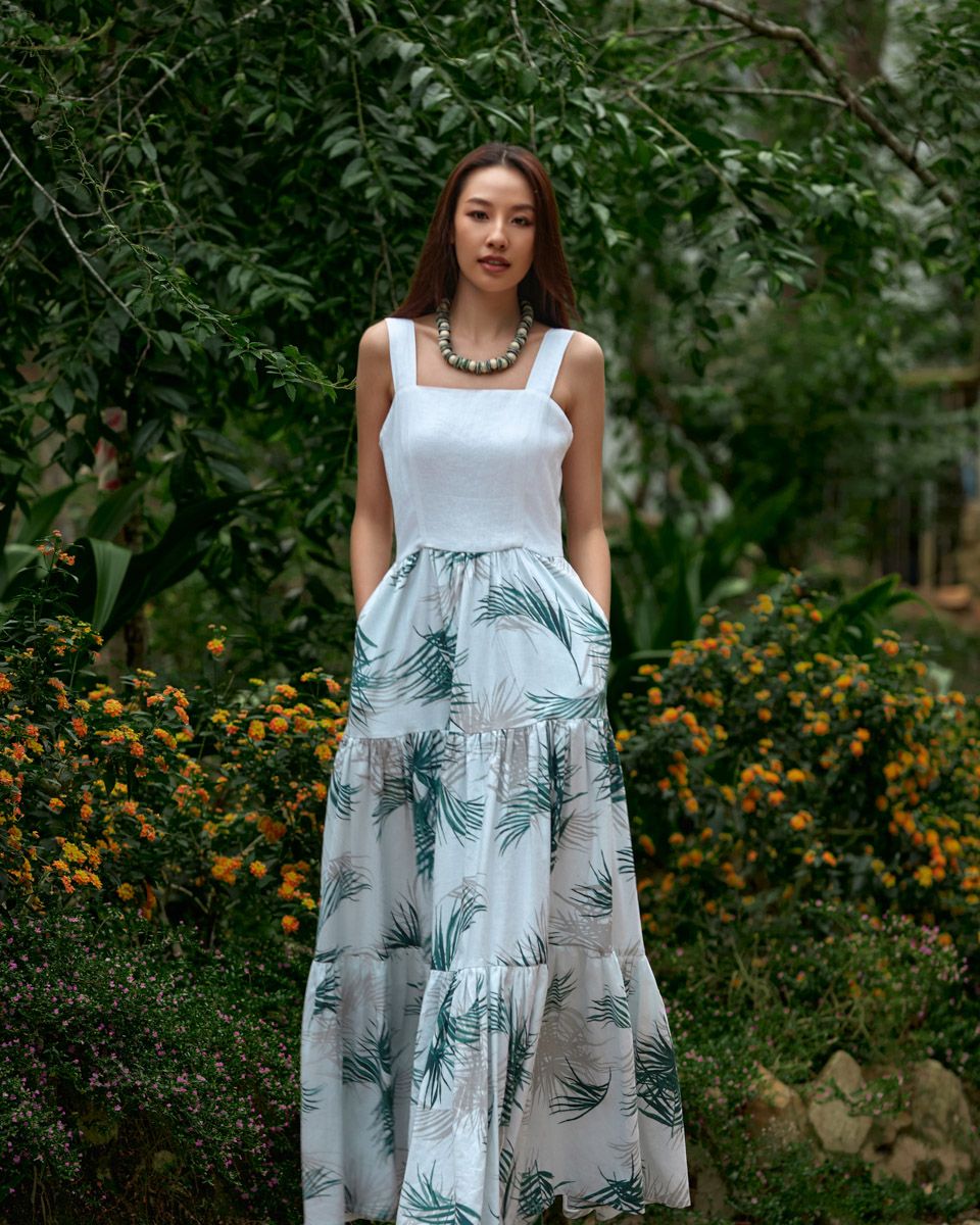 Đầm Linen Trắng Lá Cây Into The Wood