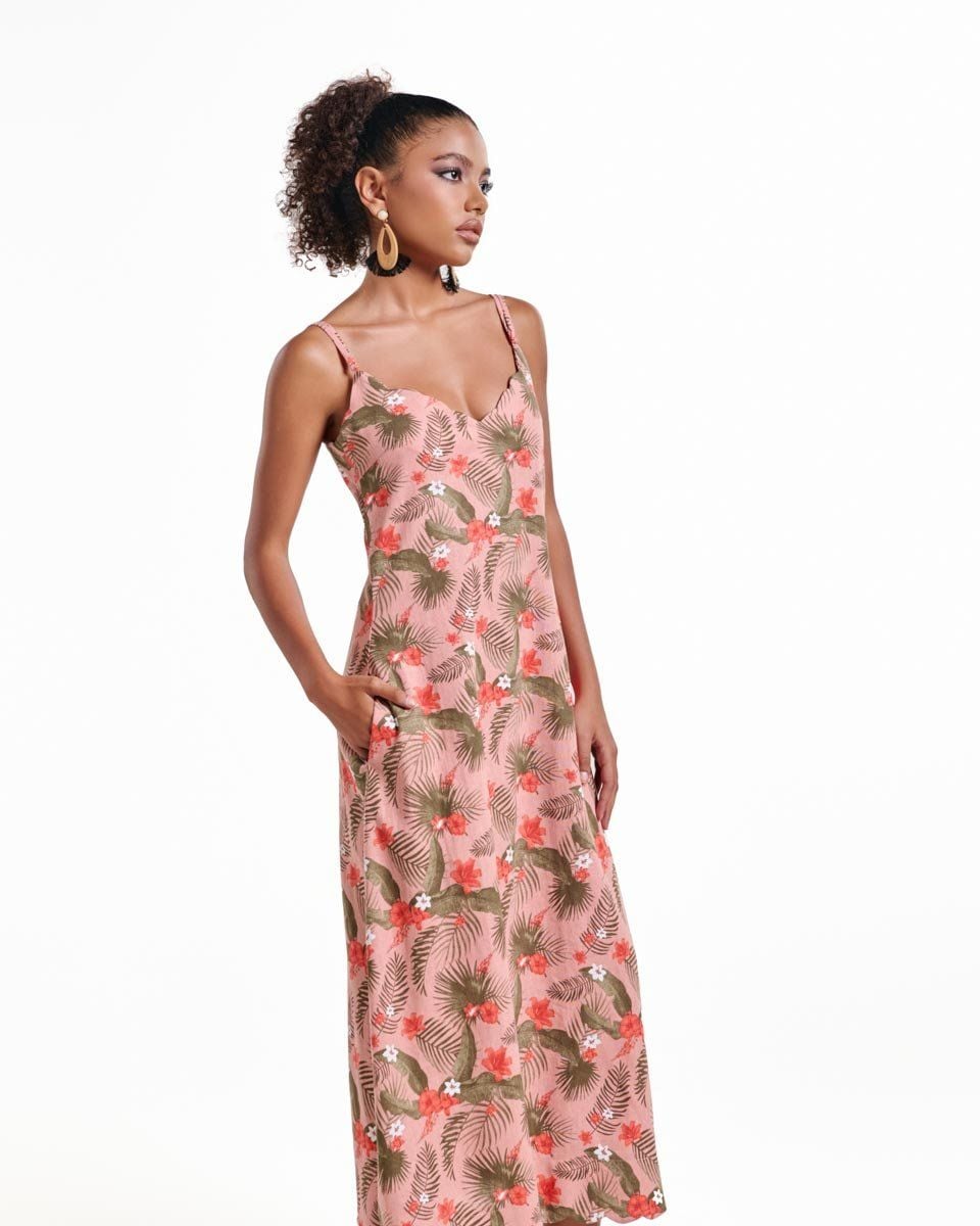 Đầm Linen Cam Hoa Into The Wood