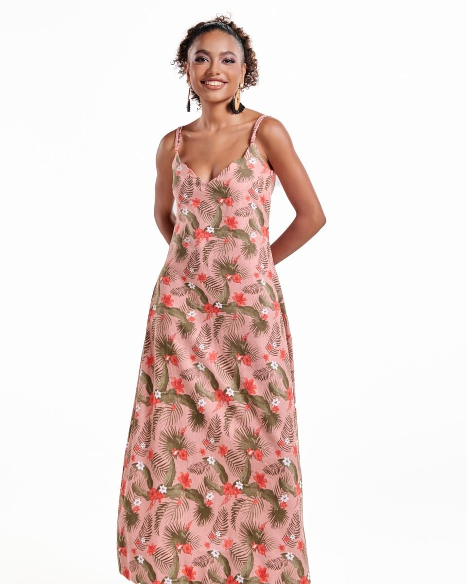 Đầm Linen Cam Hoa Into The Wood