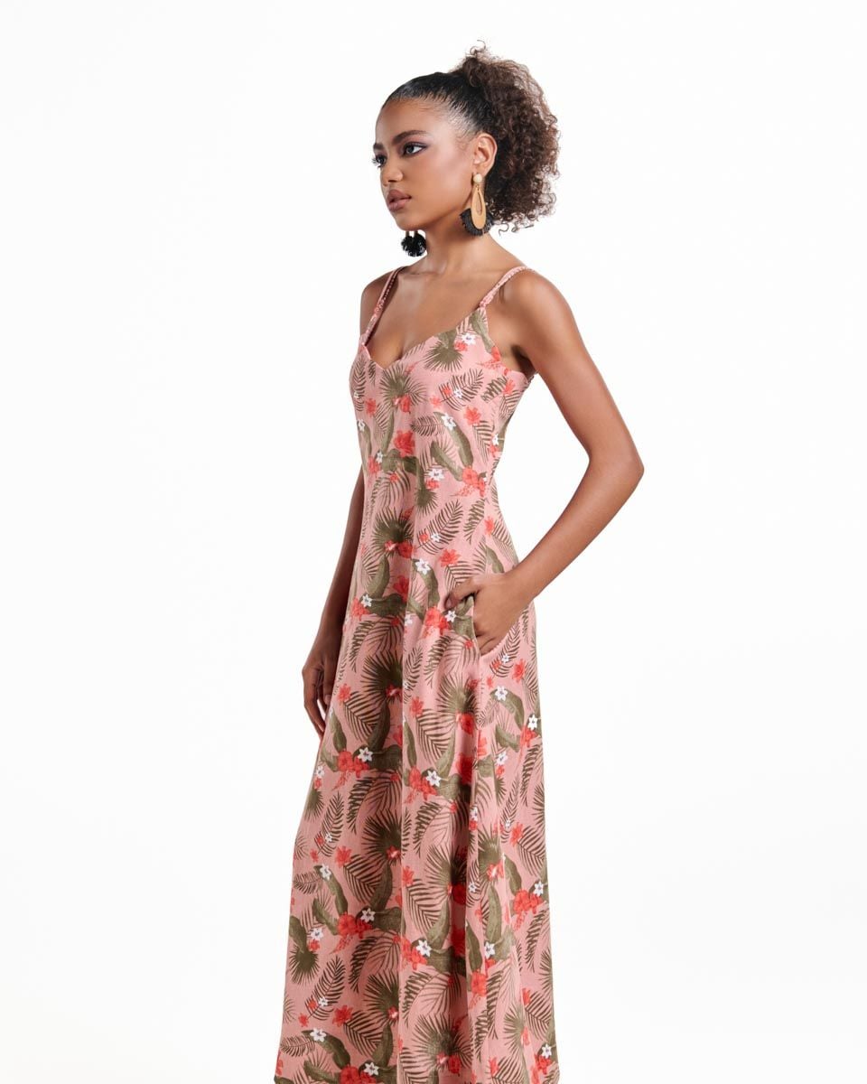 Đầm Linen Cam Hoa Into The Wood