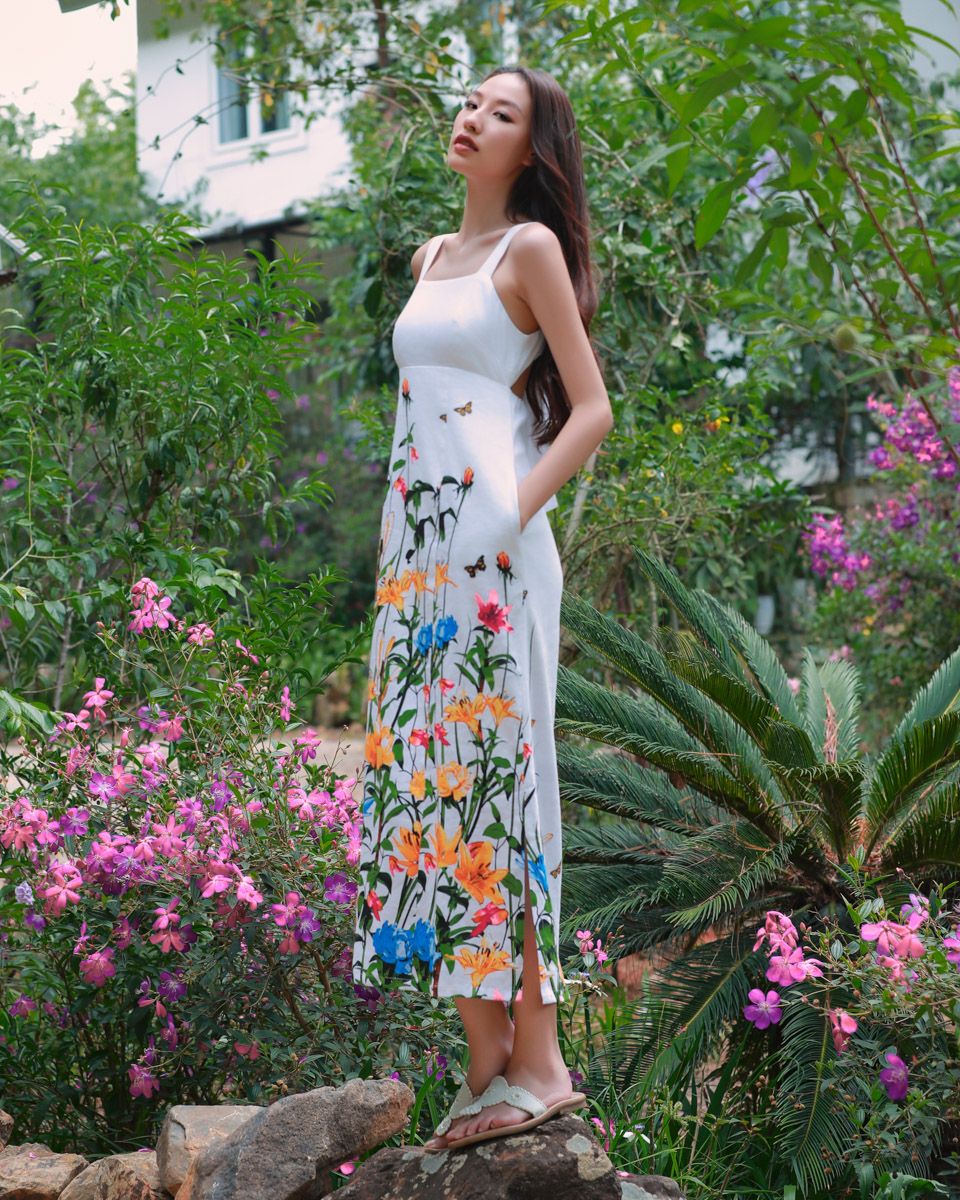 Đầm Linen Trắng Hoa Into The Wood