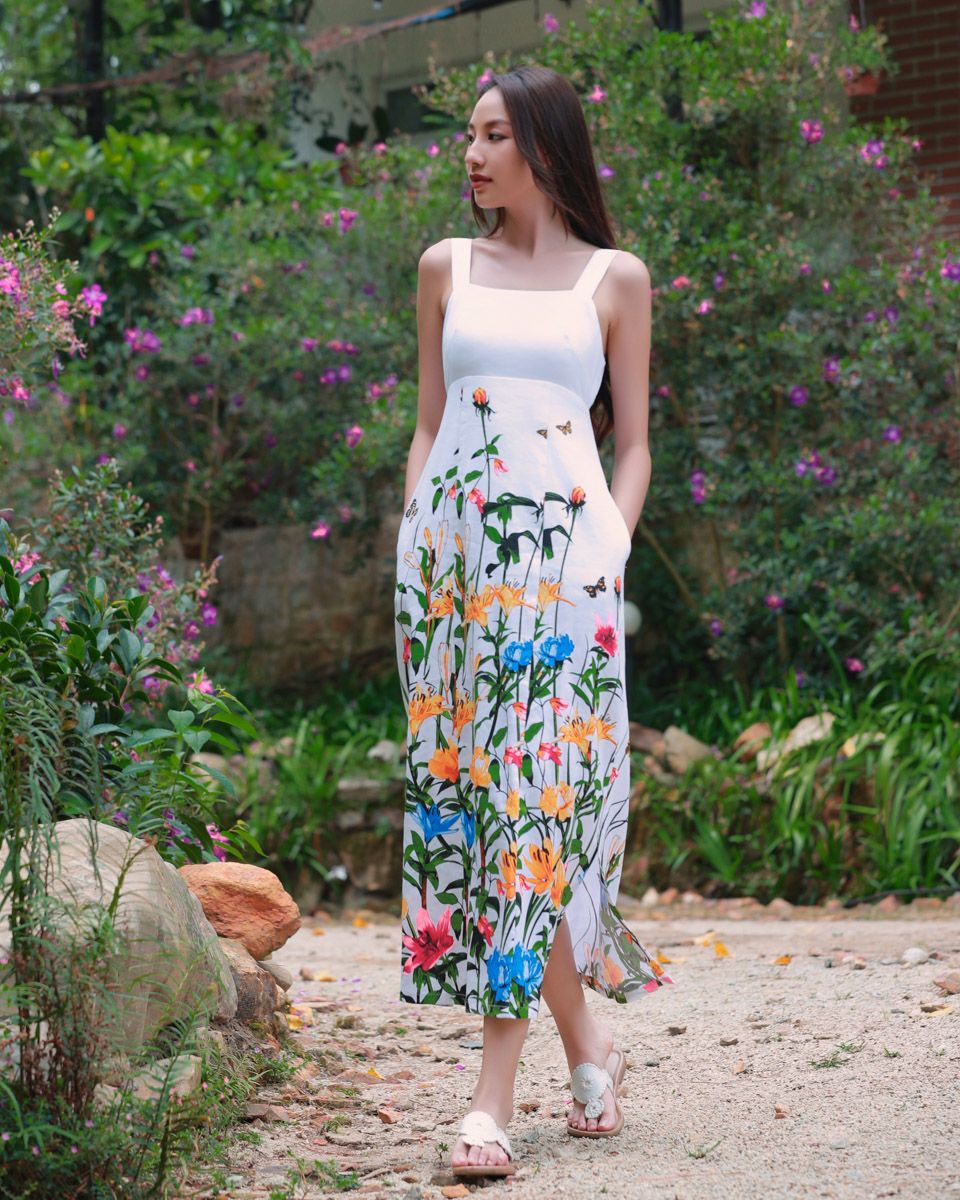 Đầm Linen Trắng Hoa Into The Wood