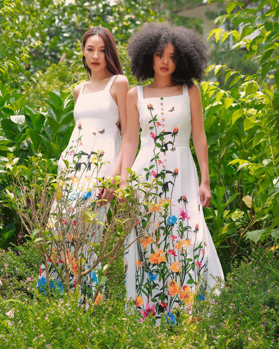Đầm Linen Trắng Hoa Into The Wood