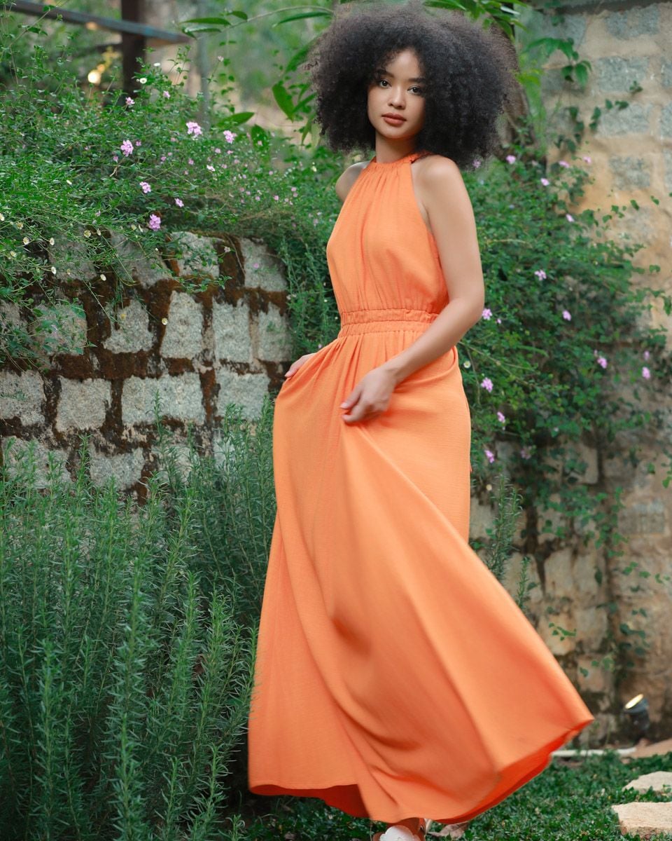 Đầm Linen Cam Into The Wood