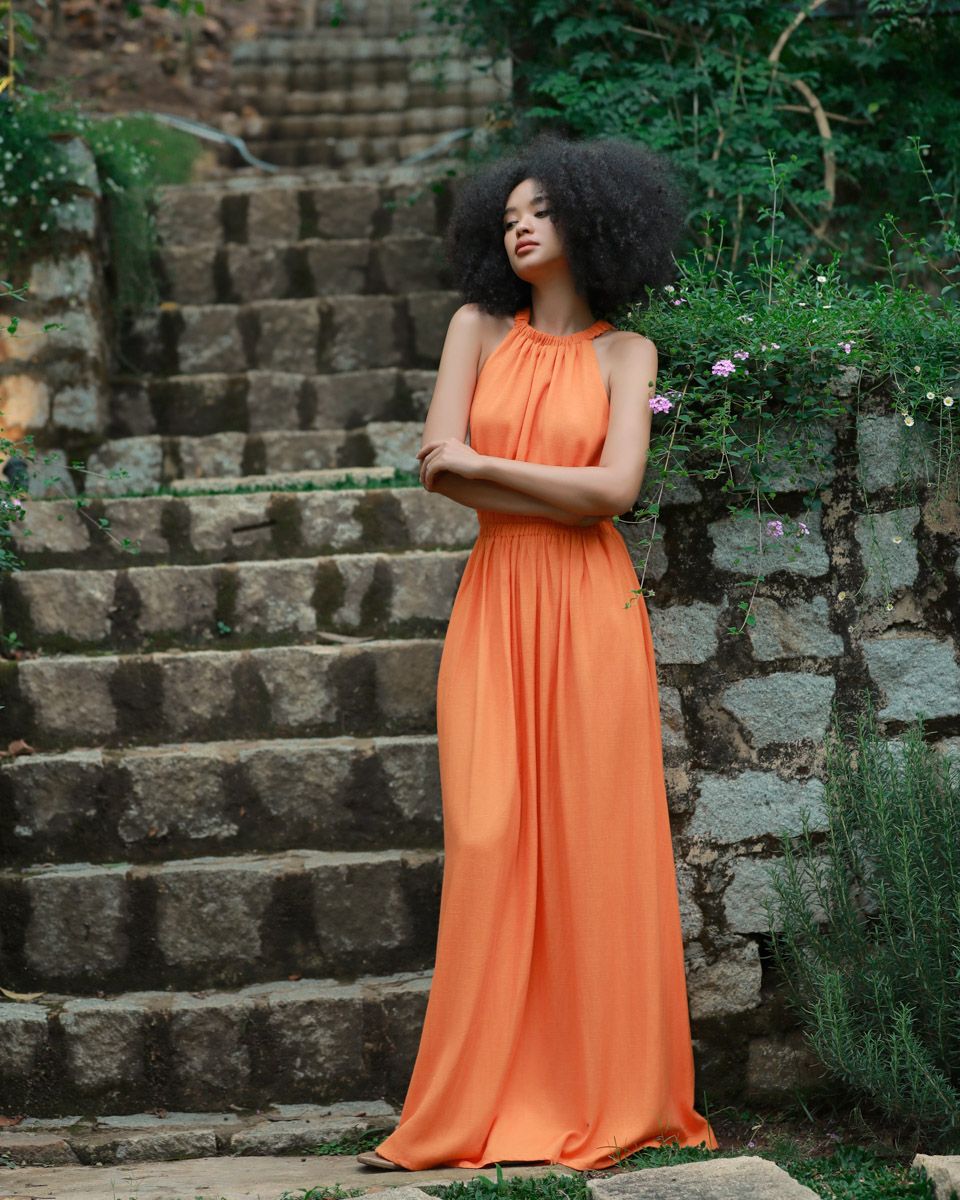 Đầm Linen Cam Into The Wood