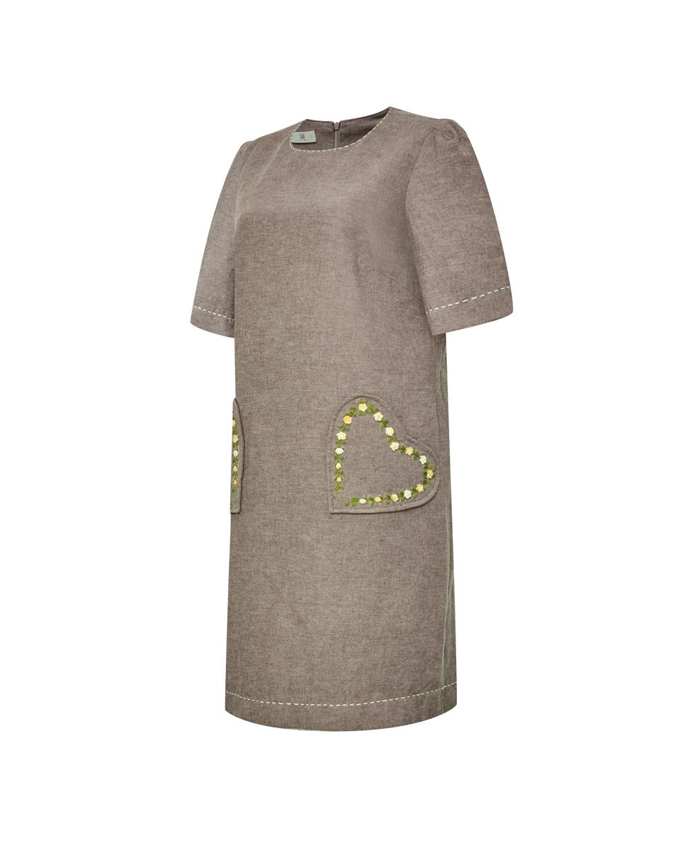 Đầm Linen Nâu 2 Túi