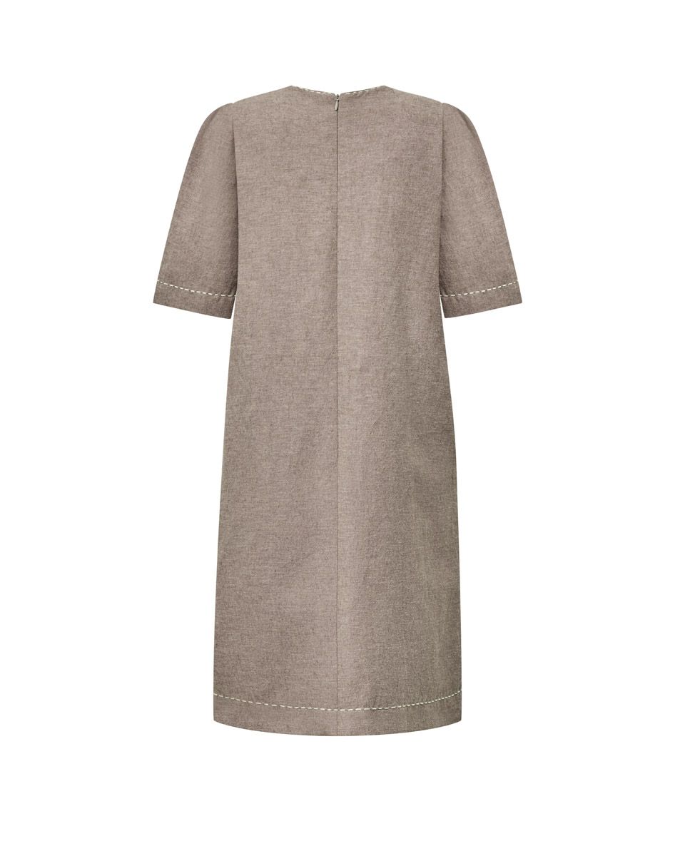 Đầm Linen Nâu 2 Túi