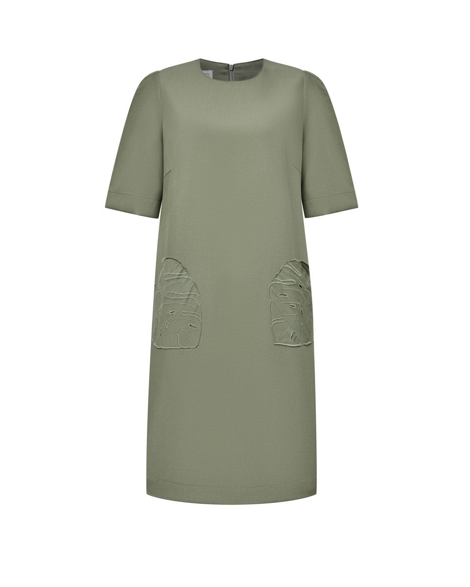 Đầm Linen Rêu 2 Túi