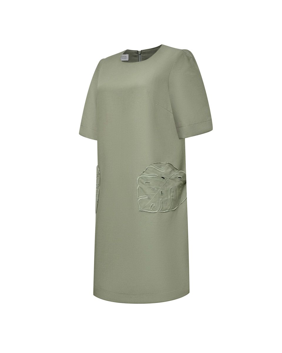 Đầm Linen Rêu 2 Túi