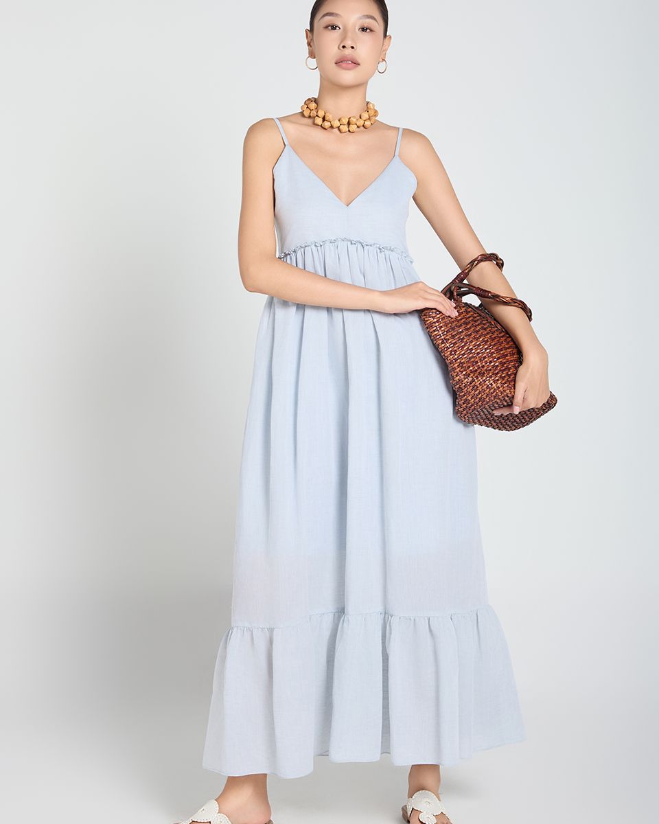 Đầm Linen Xanh Nhạt A Touch Of Effortless Elegance