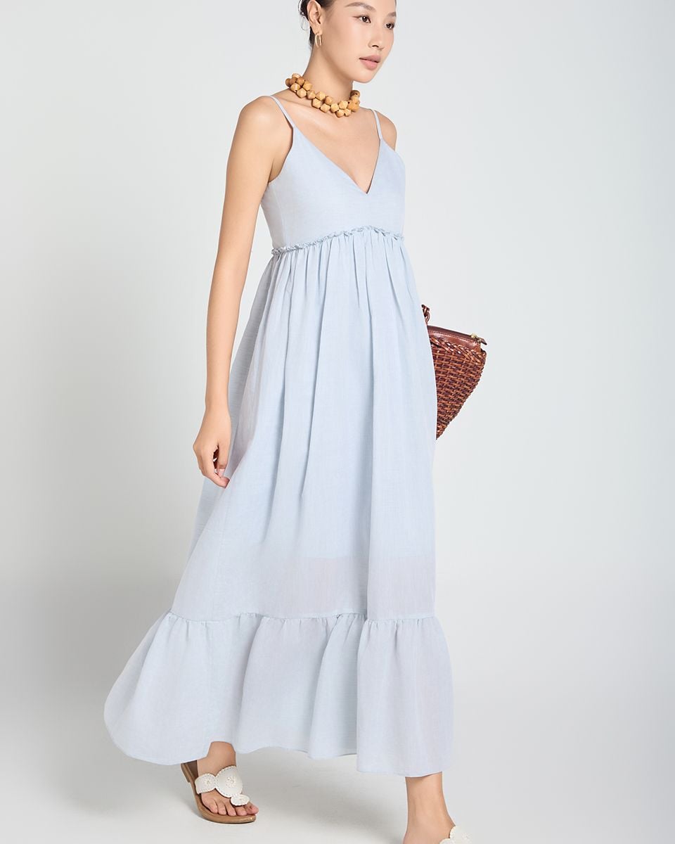 Đầm Linen Xanh Nhạt A Touch Of Effortless Elegance