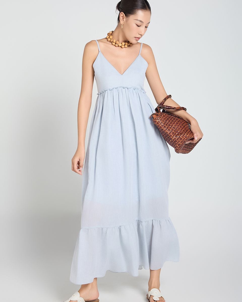 Đầm Linen Xanh Nhạt A Touch Of Effortless Elegance