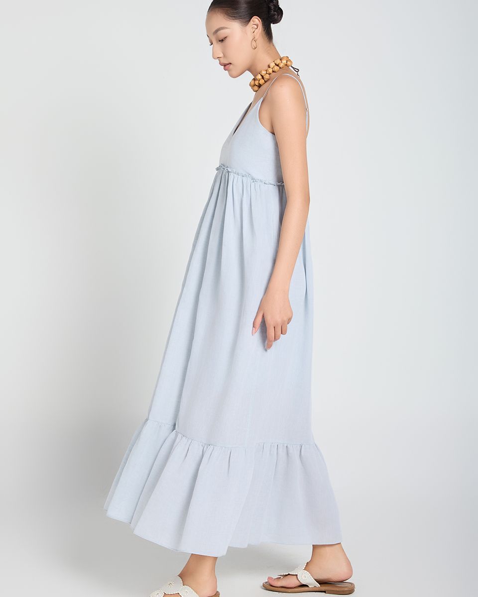 Đầm Linen Xanh Nhạt A Touch Of Effortless Elegance