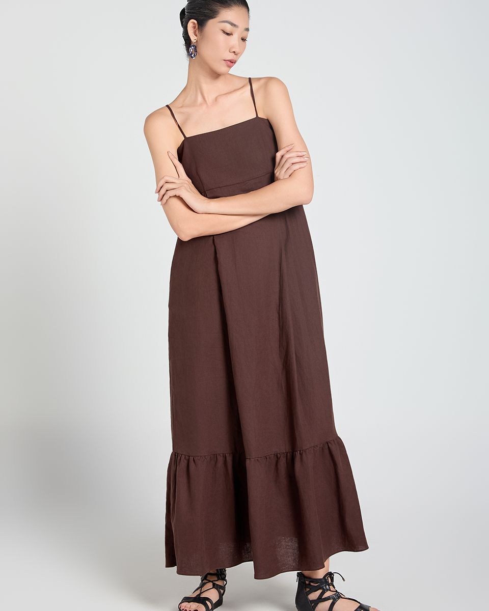 Đầm Linen Nâu Đậm A Touch Of Effortless Elegance