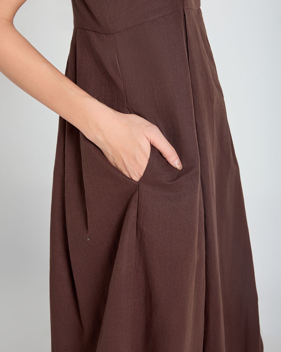 Đầm Linen Nâu Đậm A Touch Of Effortless Elegance