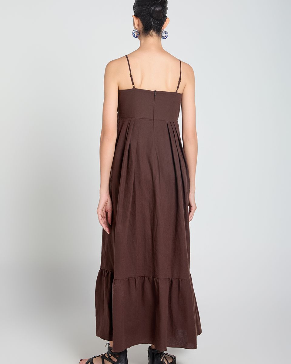 Đầm Linen Nâu Đậm A Touch Of Effortless Elegance