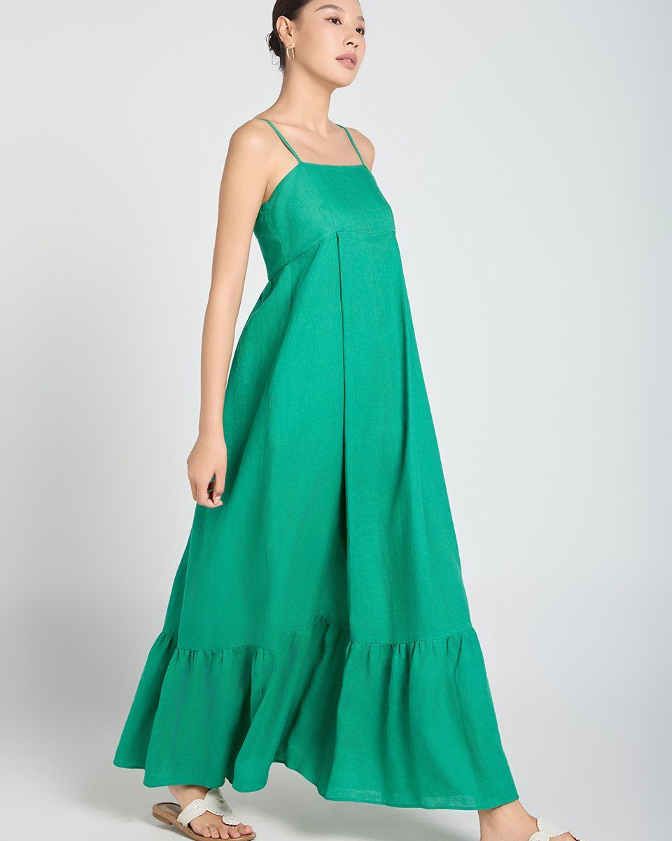 Đầm Linen Xanh Lá A Touch Of Effortless Elegance