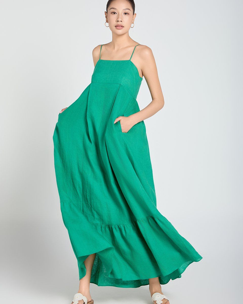 Đầm Linen Xanh Lá A Touch Of Effortless Elegance