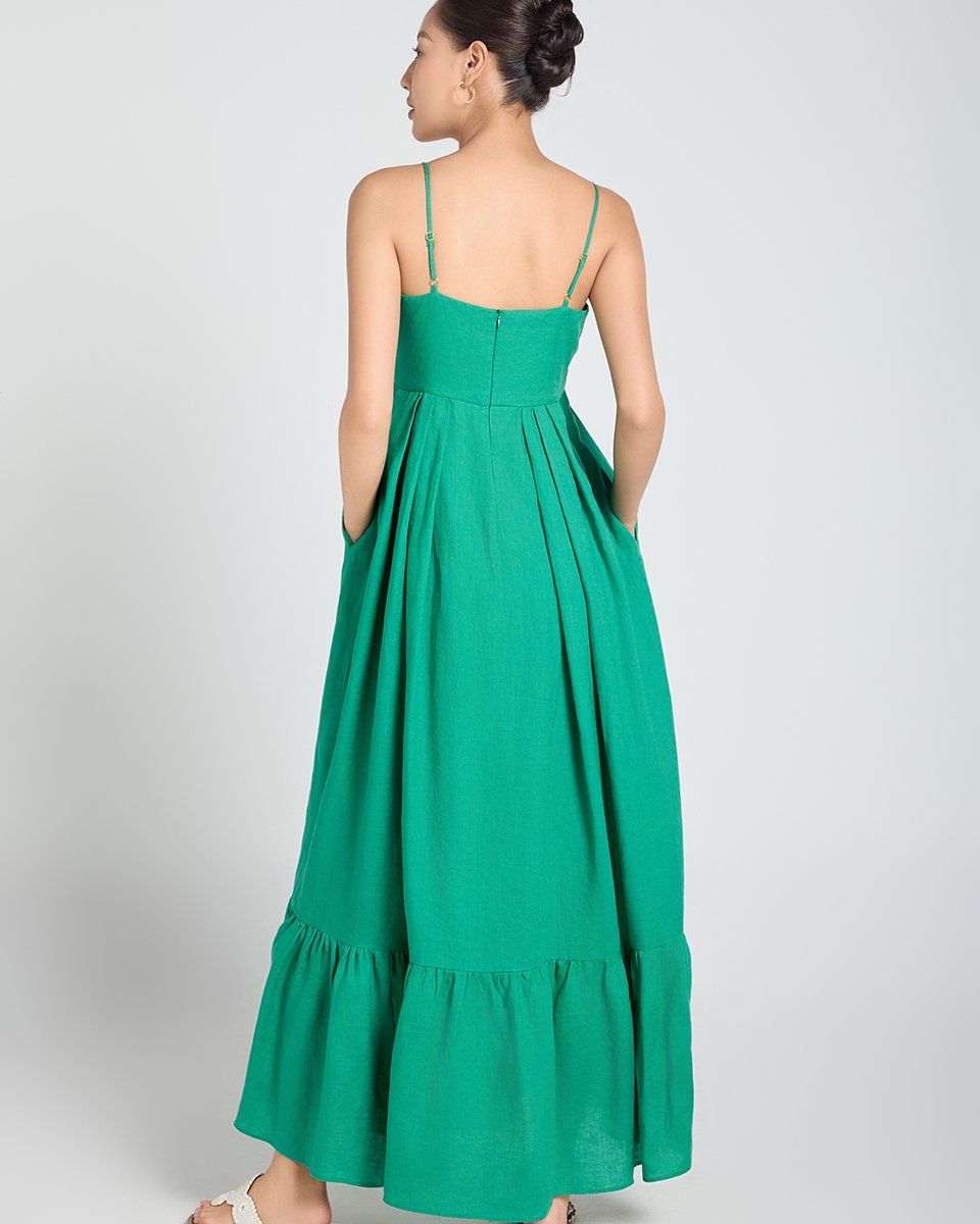 Đầm Linen Xanh Lá A Touch Of Effortless Elegance