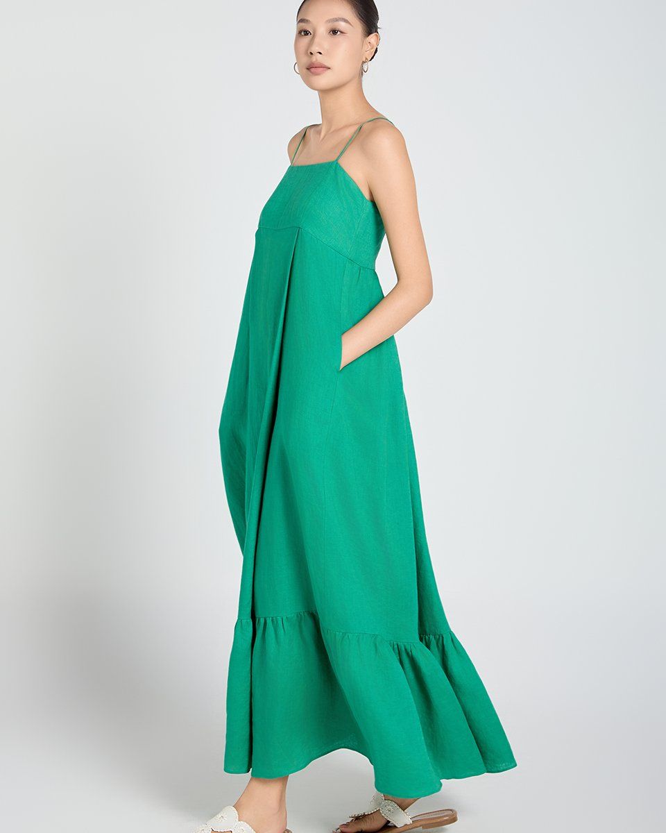 Đầm Linen Xanh Lá A Touch Of Effortless Elegance