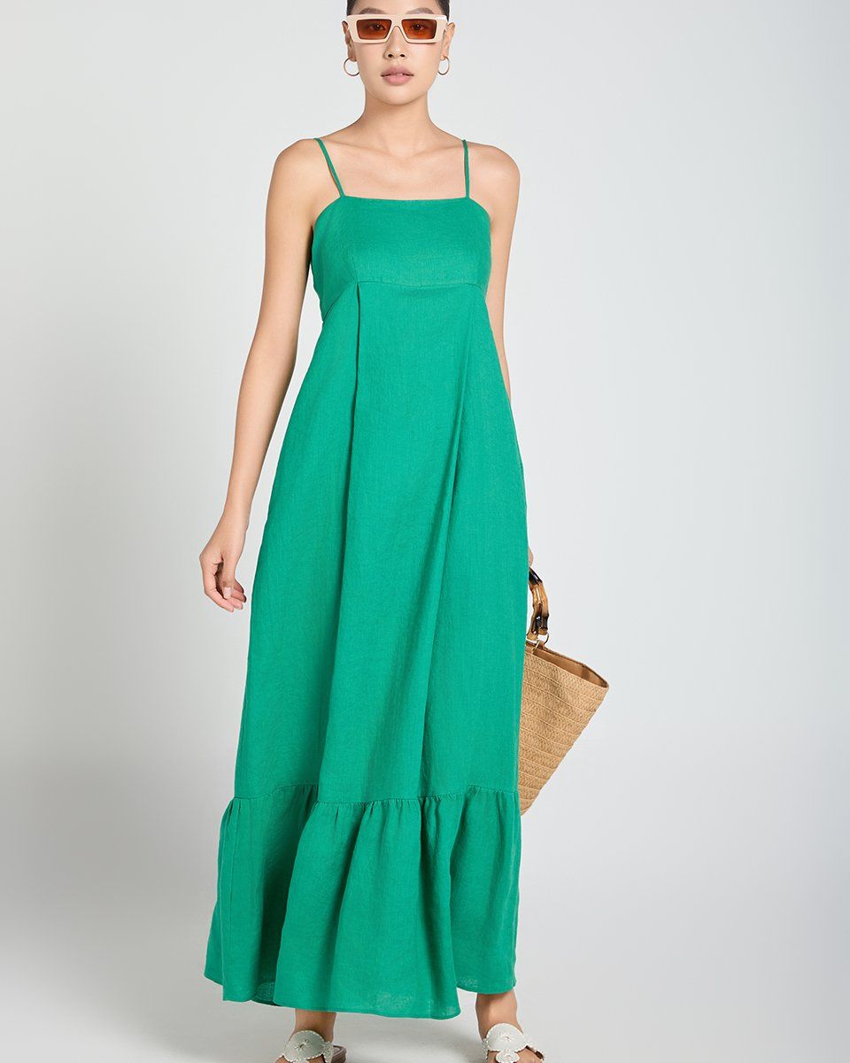 Đầm Linen Xanh Lá A Touch Of Effortless Elegance