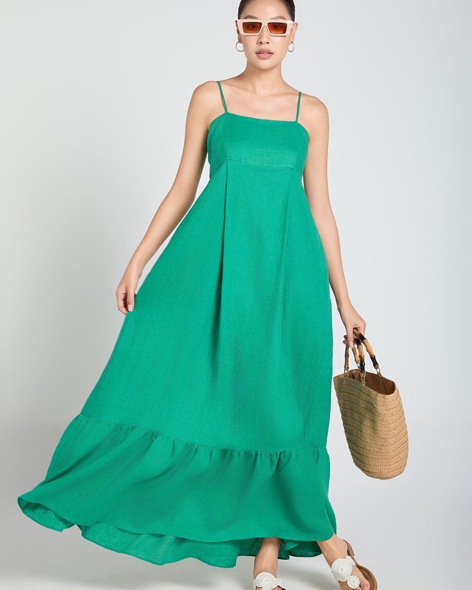 Đầm Linen Xanh Lá A Touch Of Effortless Elegance