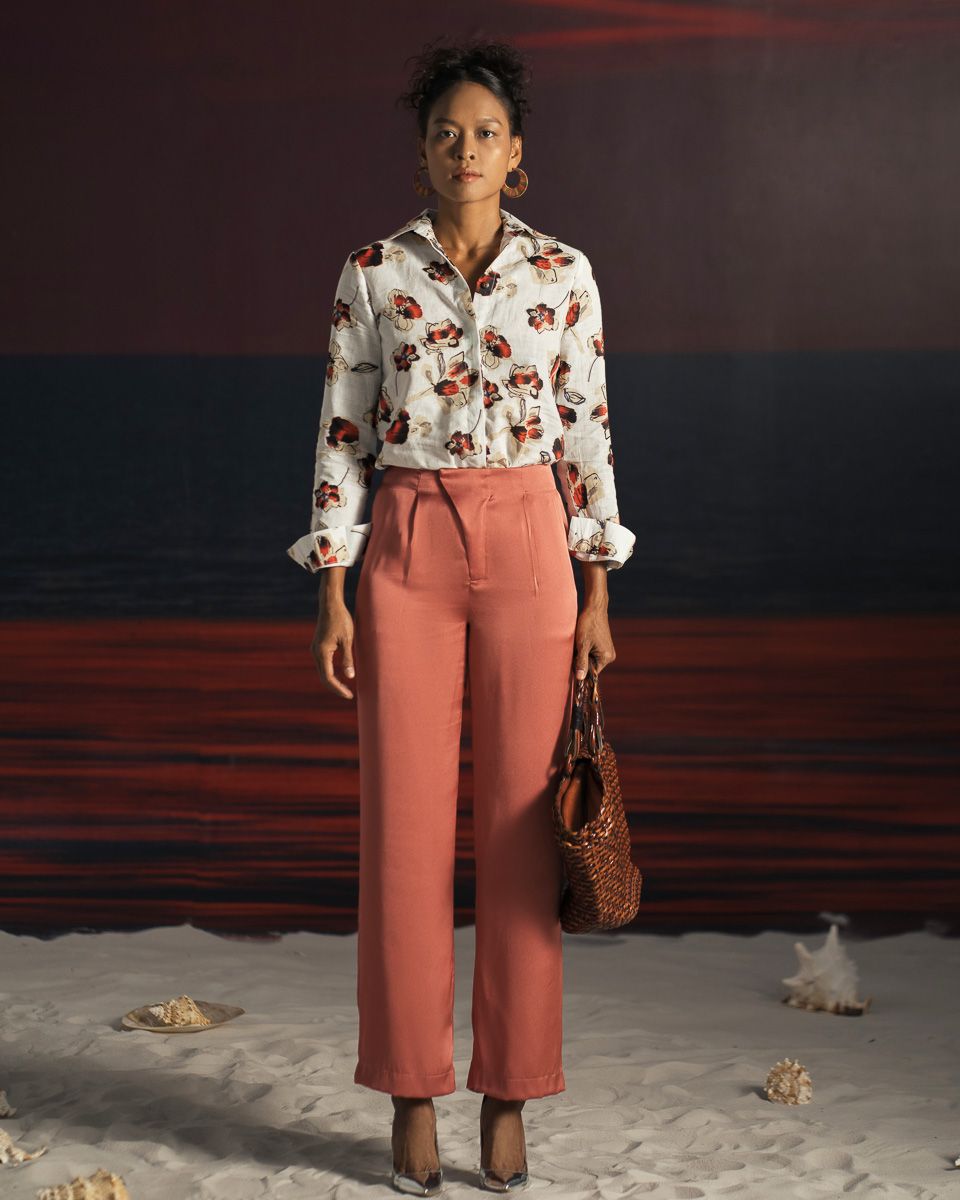 Áo Sơ Mi Linen Đỏ Nâu Summer Get Away