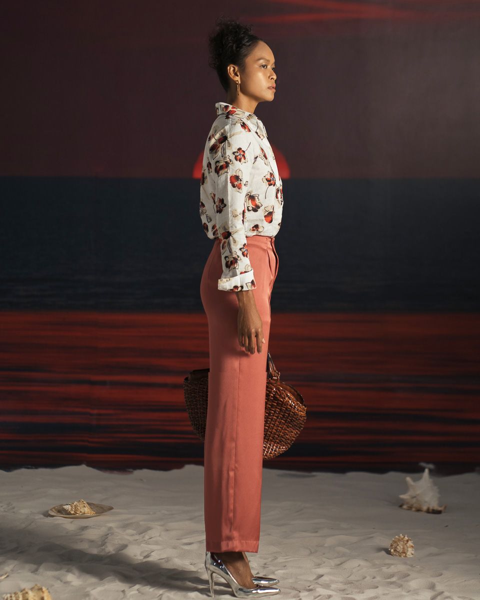 Áo Sơ Mi Linen Đỏ Nâu Summer Get Away